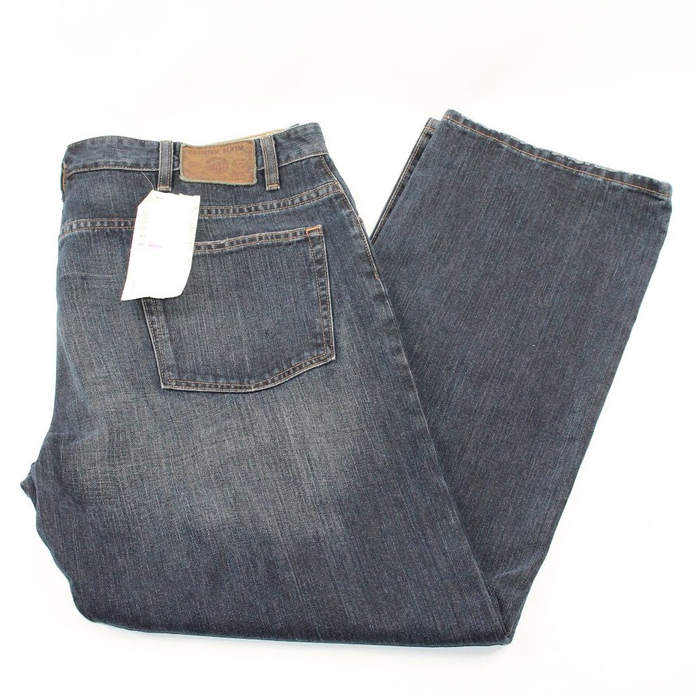 Eddie Bauer Men's 42 X 32 Original Fit Denim Blue Jeans Dark Wash Straight Leg